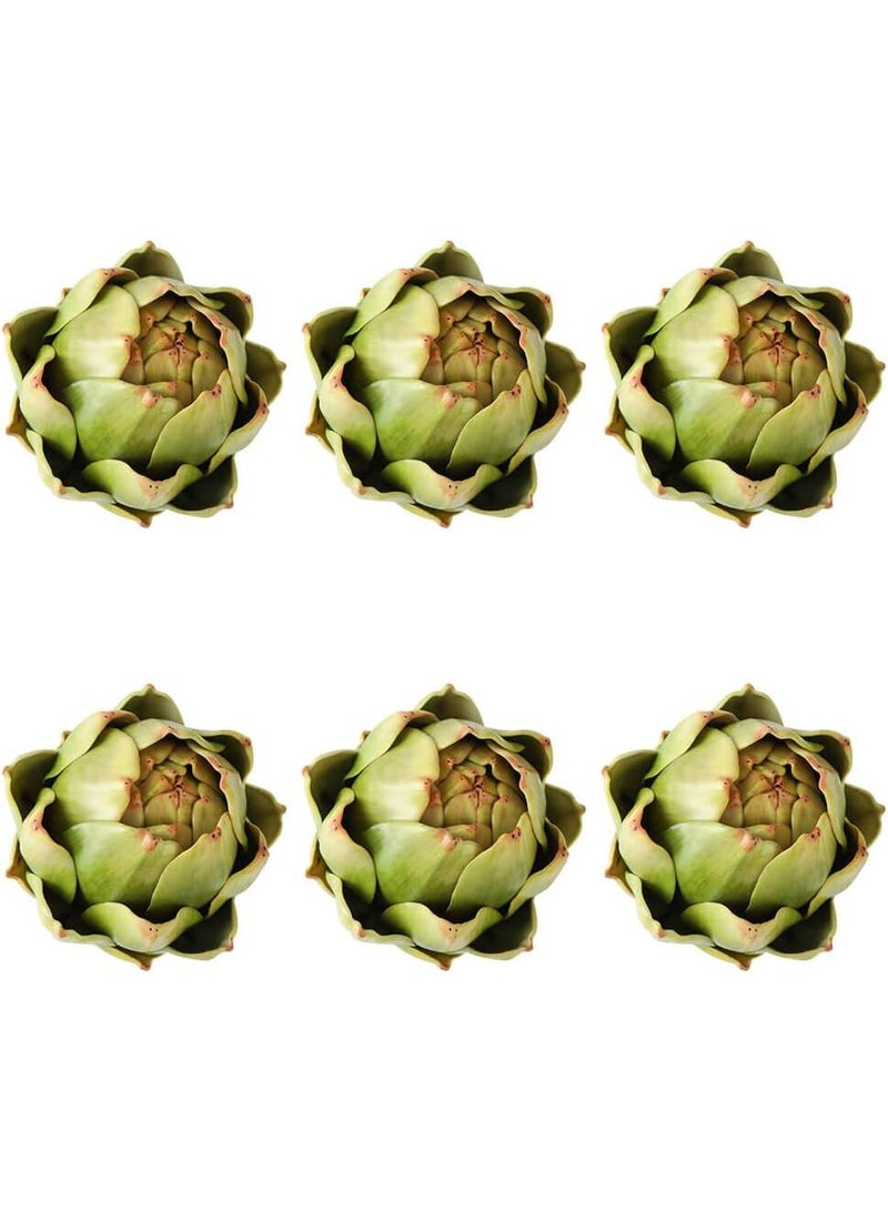jaexest Large Artificial Artichoke Fake Vegetables for Kitchen and Home Decorations - 6 Pack - Image 1